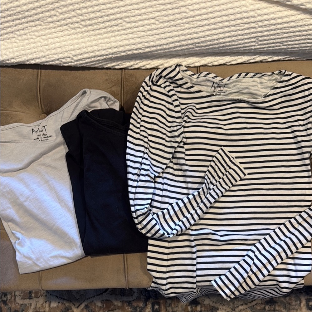 J. Crew Long Sleeve Tops - Black, light grey, Striped navy white combo